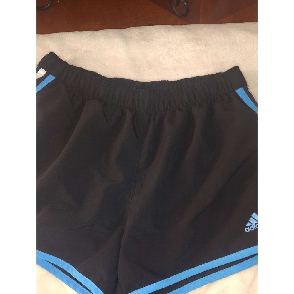 Adidas Climalite Running Shorts Black Turquoise Blue Women Small Athletic Gym - Picture 1 of 4
